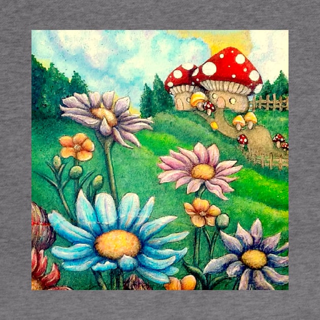 Cottagecore Fairy Toadstool Flower Garden by CuddlyChimera